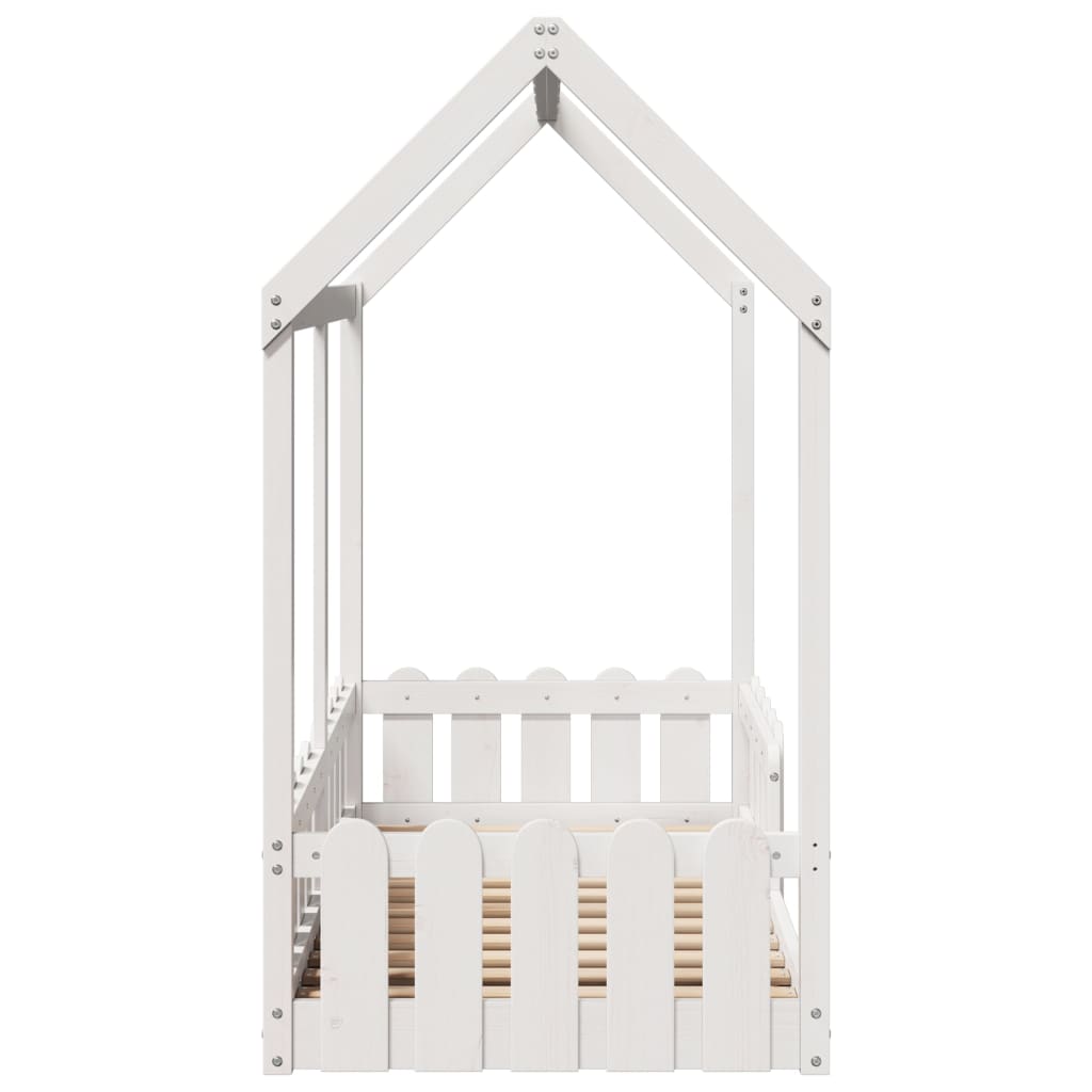 Giroletto Casetta Bambini Bianco 70x140 cm Legno Massello Pino