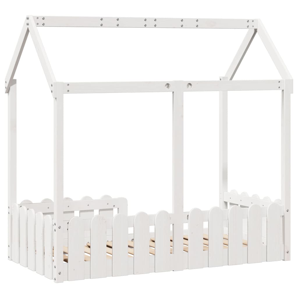 Giroletto Casetta Bambini Bianco 70x140 cm Legno Massello Pino