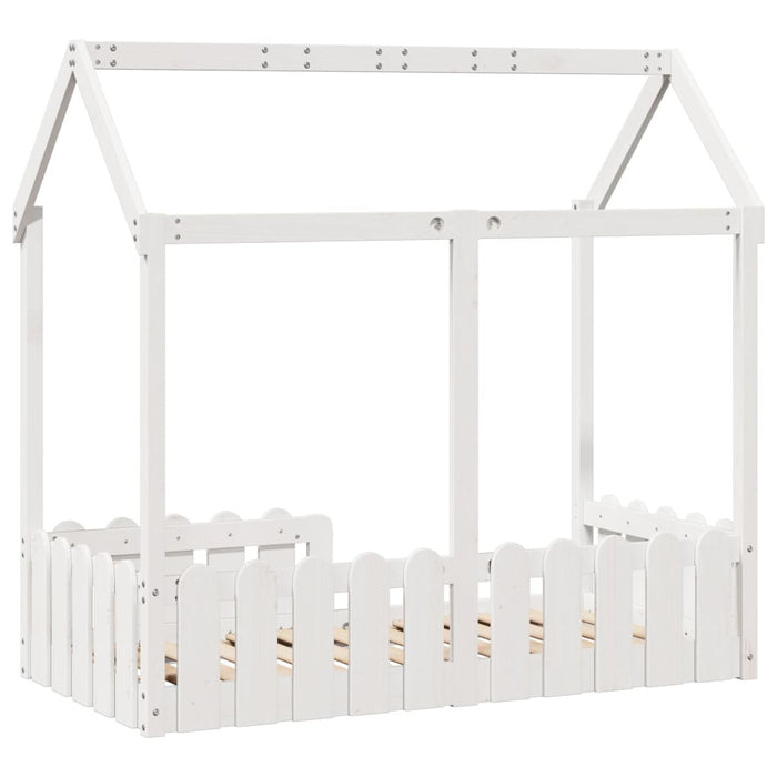 Giroletto Casetta Bambini Bianco 70x140 cm Legno Massello Pino
