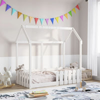 Giroletto Casetta Bambini Bianco 70x140 cm Legno Massello Pino 850699