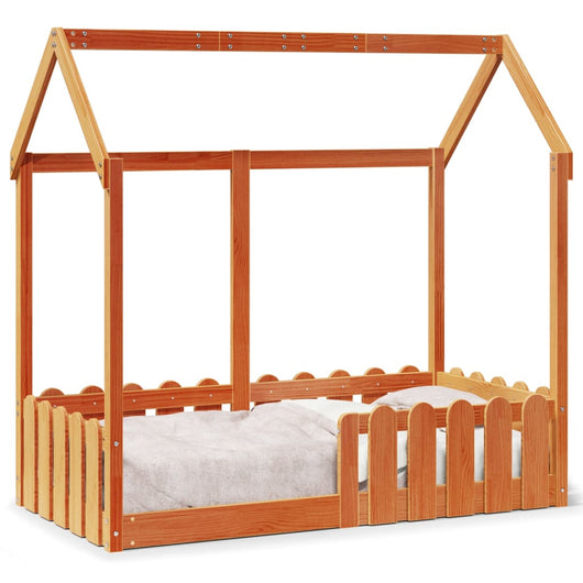Giroletto Casetta Bambini-Struttura Letto Bambini Marrone Cera 70x140 cm Massello Pino 173688
