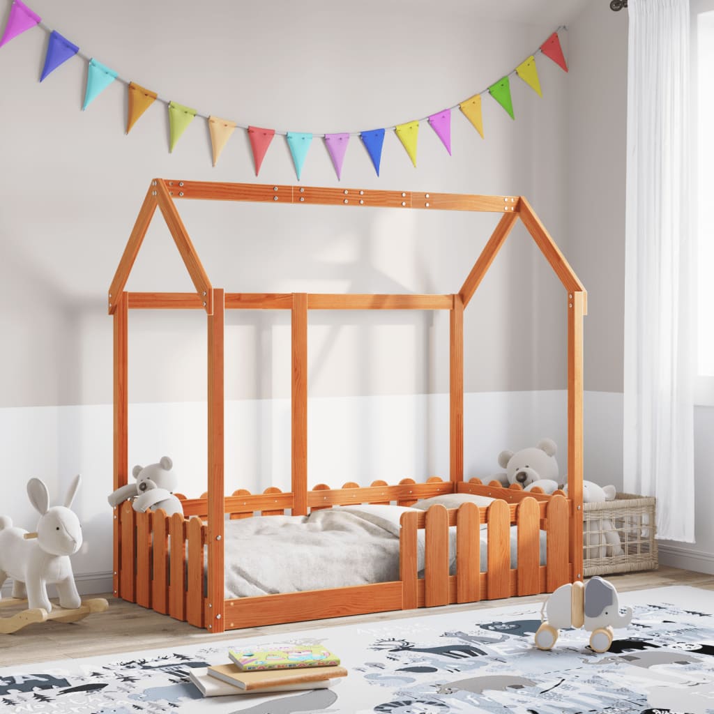 Giroletto Casetta Bambini Marrone Cera 70x140 cm Massello Pino 850700