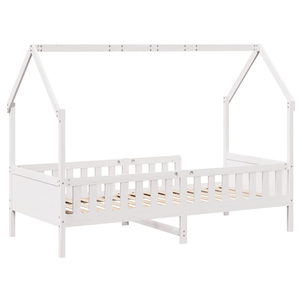 Giroletto Casetta Bambini Bianco 90x200 cm Legno Massello Pino