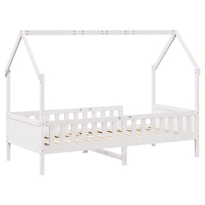 Giroletto Casetta Bambini Bianco 90x200 cm Legno Massello Pino