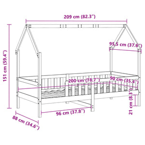 Giroletto Casetta Bambini Bianco 90x200 cm Legno Massello Pino