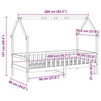 Giroletto Casetta Bambini Marrone Cera 90x200 cm Massello Pino