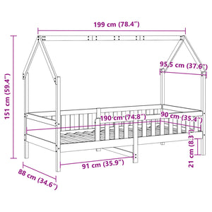 vidaXL Giroletto per Bambini 90x190 cm in Legno Massello di Pino