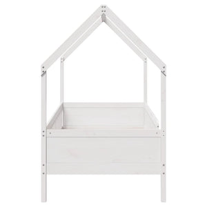 Giroletto Casetta Bambini Bianco 90x190 cm Legno Massello Pino