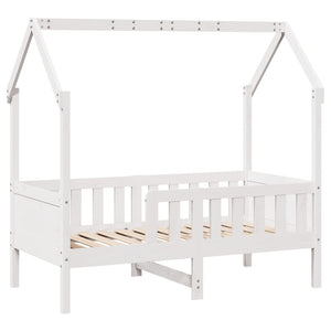 Giroletto Casetta Bambini-Struttura Letto Bambini Bianco 70x140 cm Legno Massello Pino 100234