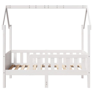 Giroletto Casetta Bambini Bianco 70x140 cm Legno Massello Pino