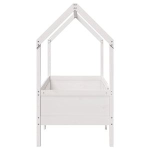 Giroletto Casetta Bambini Bianco 70x140 cm Legno Massello Pino