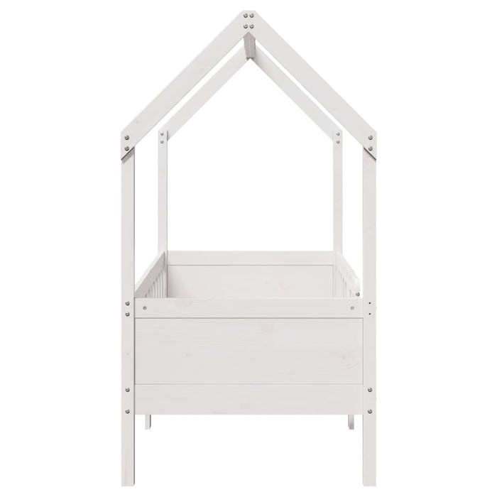Giroletto Casetta Bambini Bianco 70x140 cm Legno Massello Pino