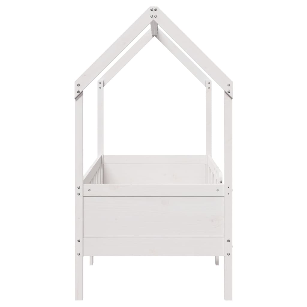 Giroletto Casetta Bambini-Struttura Letto Bambini Bianco 70x140 cm Legno Massello Pino 100234