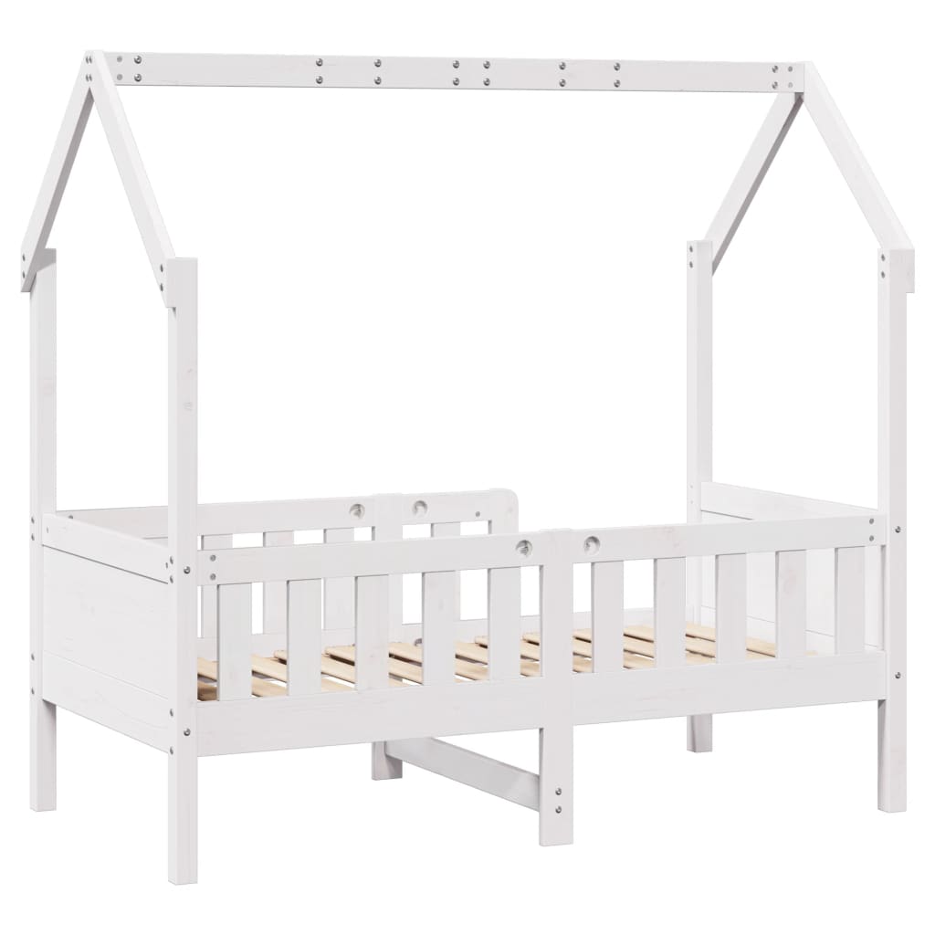 Giroletto Casetta Bambini-Struttura Letto Bambini Bianco 70x140 cm Legno Massello Pino 100234