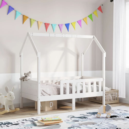 Giroletto Casetta Bambini Bianco 70x140 cm Legno Massello Pino