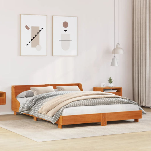 Letto senza Materasso Marrone Cera 150x200 cm in Legno di Pino 850727