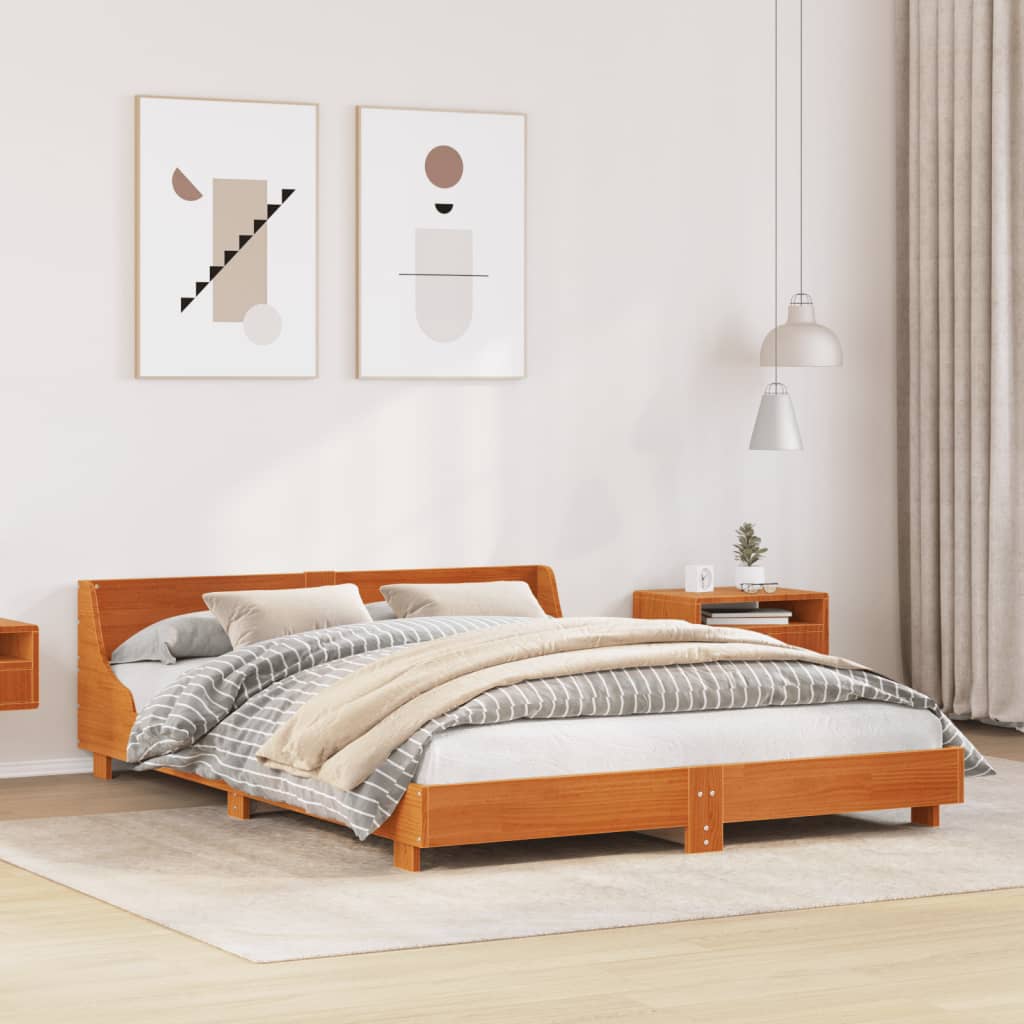 Letto senza Materasso Marrone Cera 120x200 cm in Legno di Pino 850733