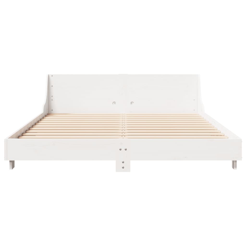 Letto senza Materasso Bianco 140x190 cm Legno Massello di Pino 850741