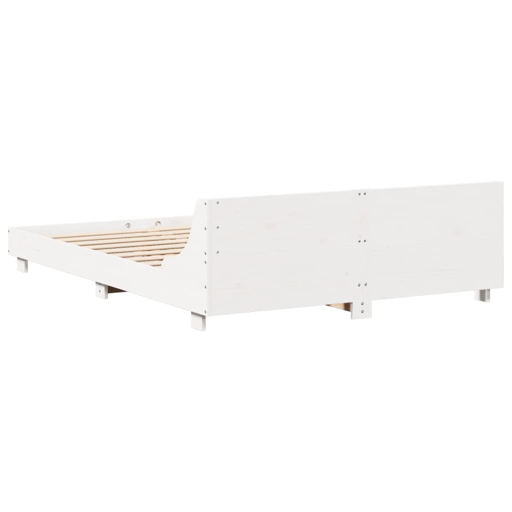 Letto senza Materasso Bianco 140x190 cm Legno Massello di Pino 850741