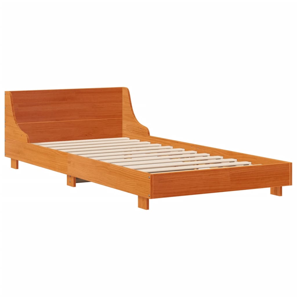 Letto senza Materasso Marrone Cera 90x190 cm in Legno di Pino 850751