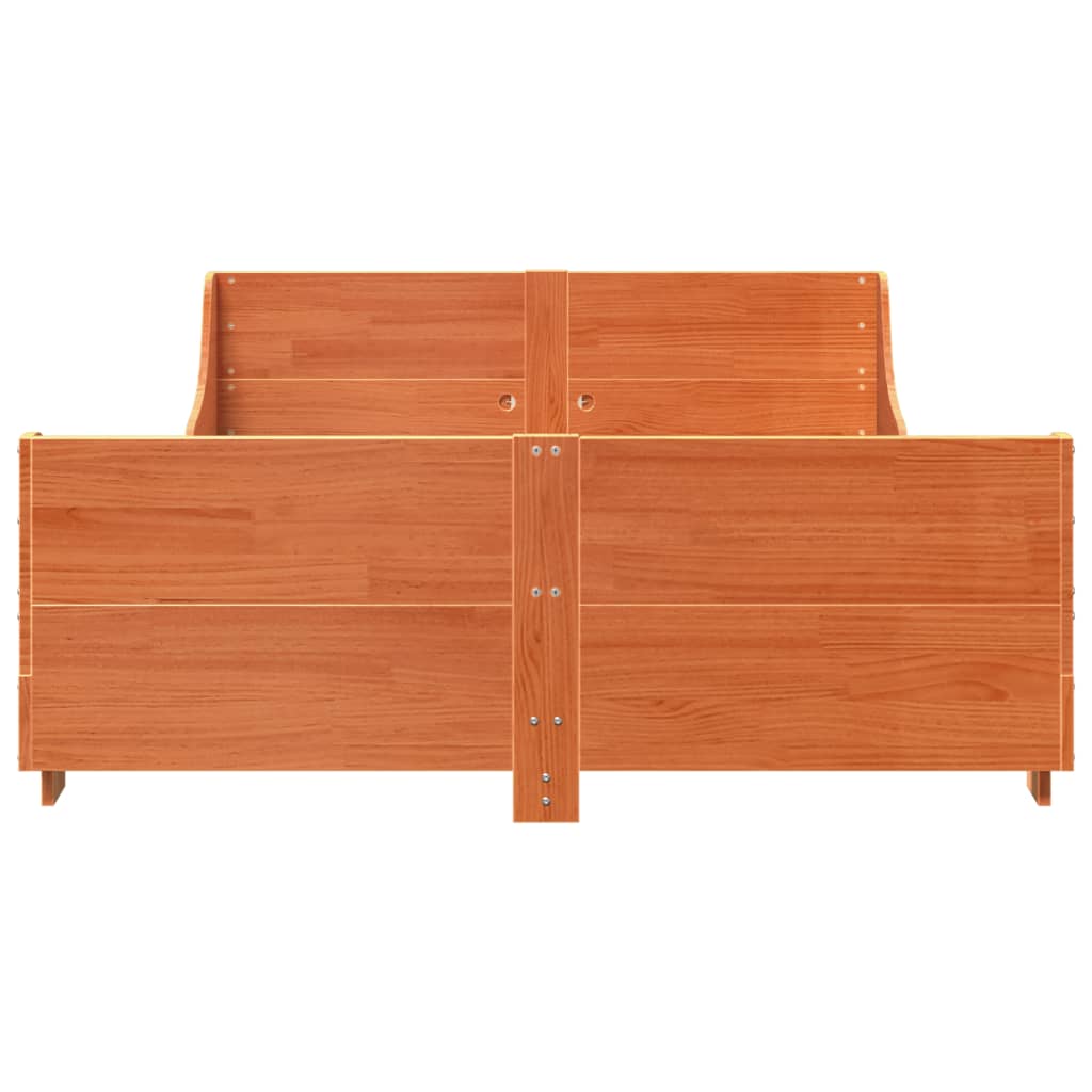 Giroletto con Testiera Marrone Cera 120x200 cm Massello Pino 850772