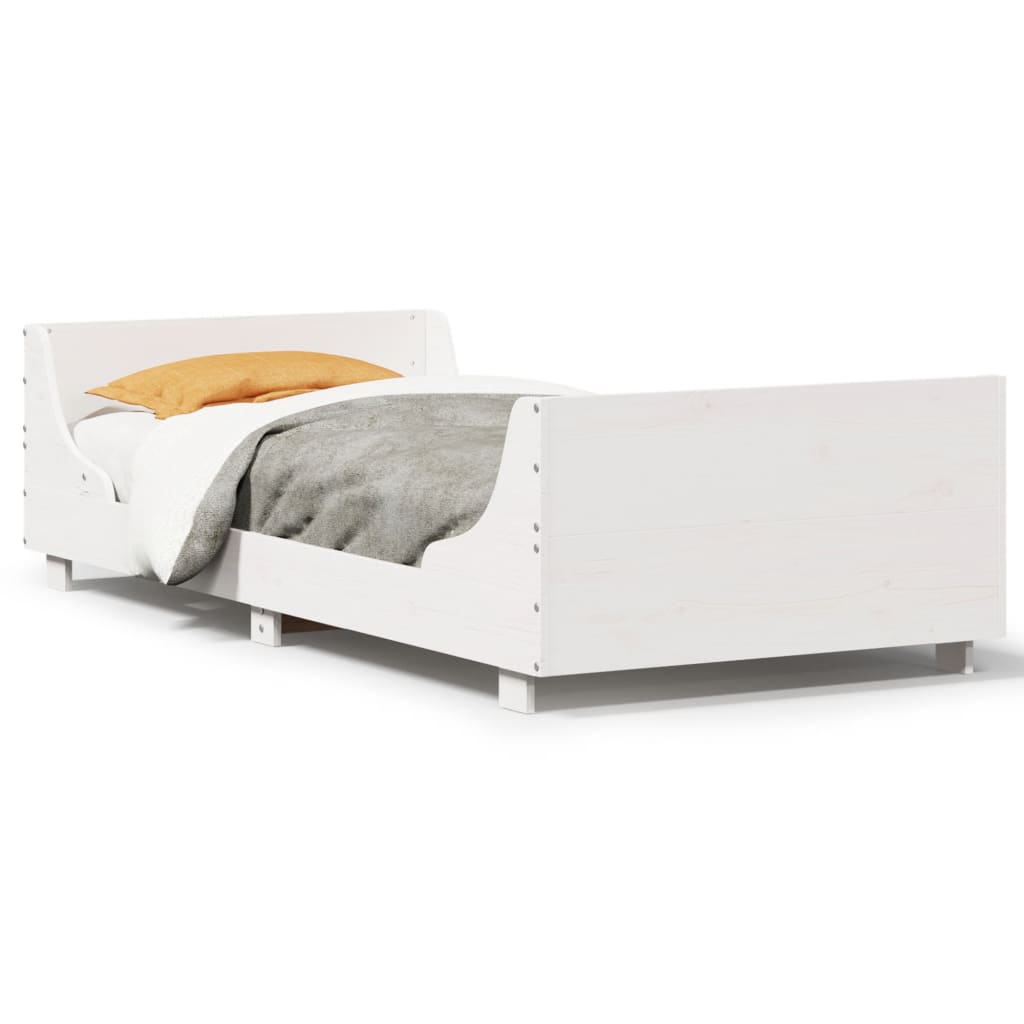 Letto senza Materasso Bianco 90x200 cm Legno Massello di Pino 850777