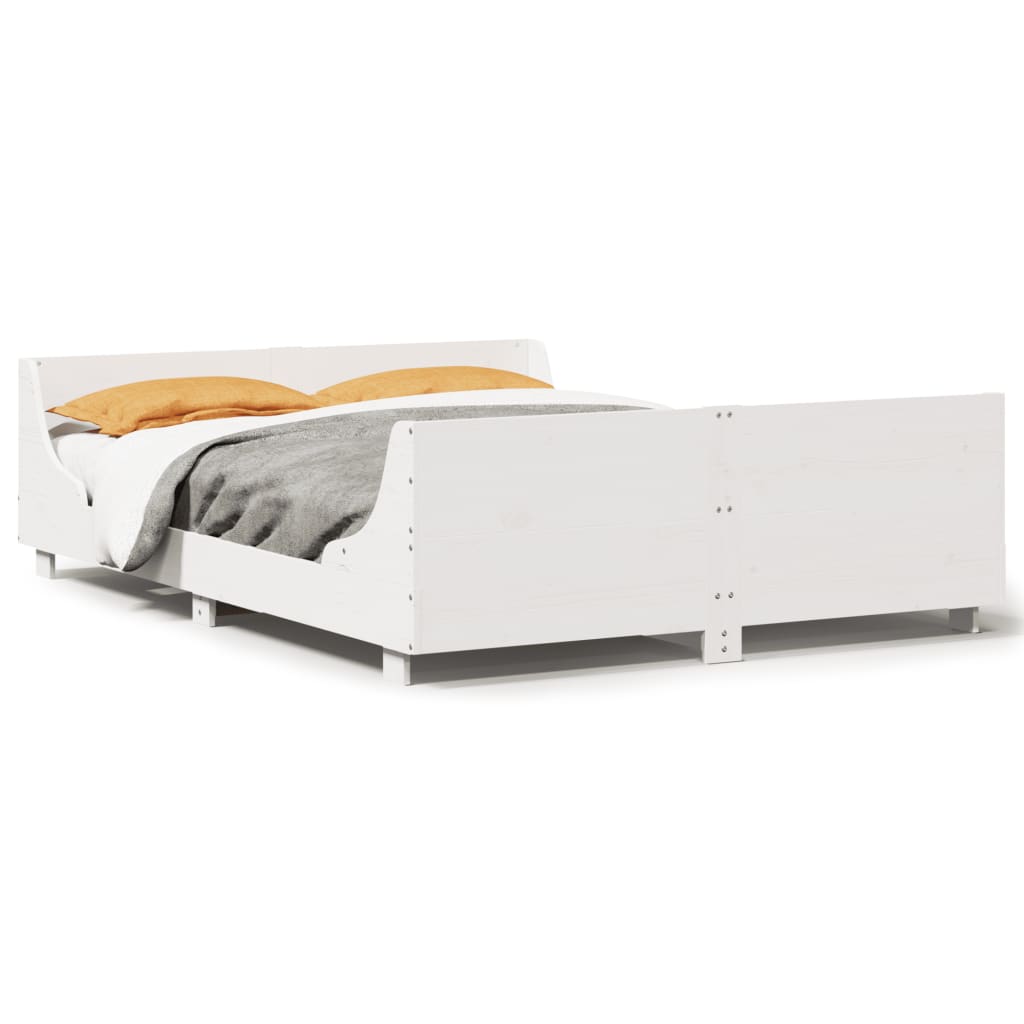 Letto senza Materasso Bianco 120x190 cm Legno Massello di Pino 850786