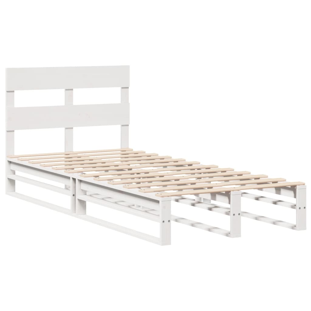 Letto senza Materasso Bianco 75x190 in Legno Massello di Pino 850819