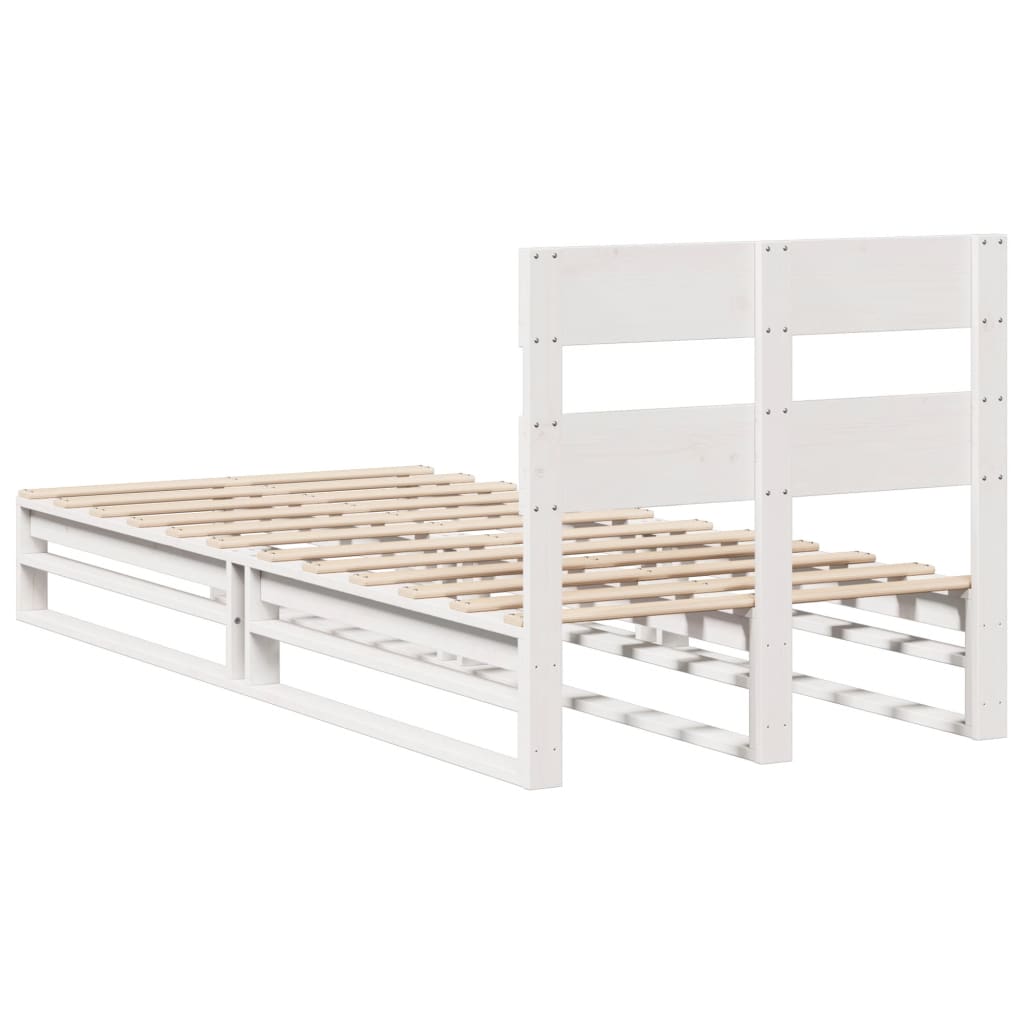 Letto senza Materasso Bianco 75x190 in Legno Massello di Pino 850819