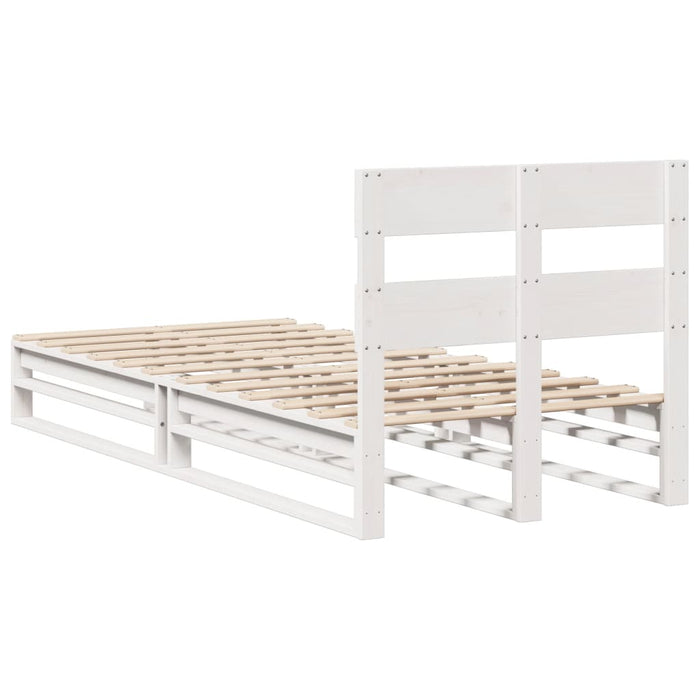 Letto senza Materasso Bianco 75x190 in Legno Massello di Pino 850819