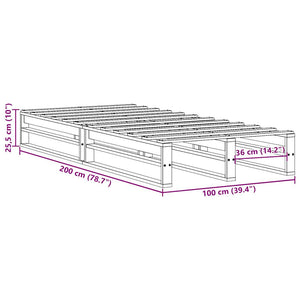 Letto senza Materasso Marrone Cera 100x200 cm in Legno di Pino 850838