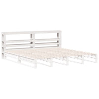 Testiera con Ripiani Bianca 200 cm in Legno Massello di Pino 850873