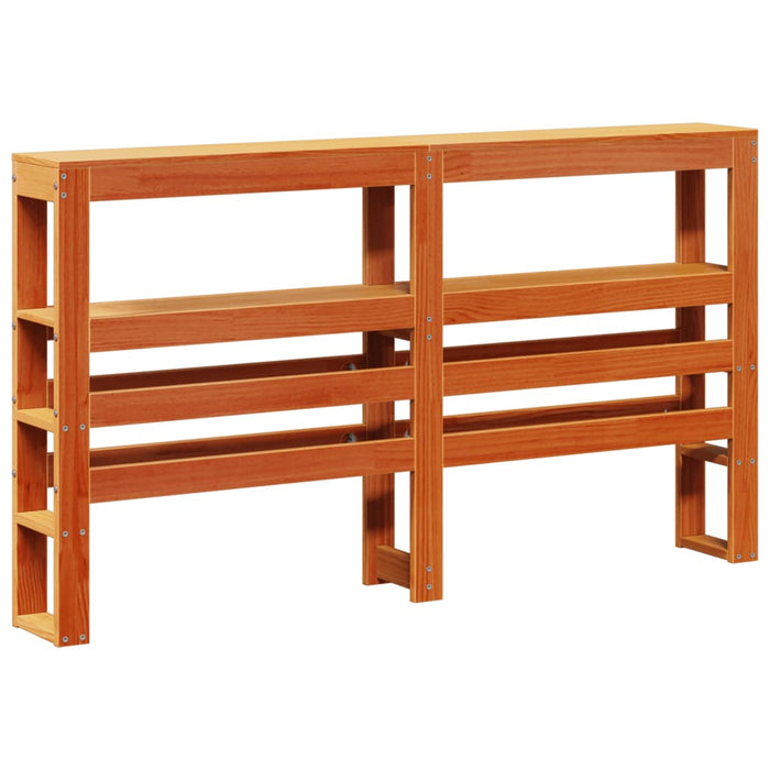 Testiera con Ripiani-Testata contenitore Marrone Cera 160 cm Legno Massello di Pino 634106