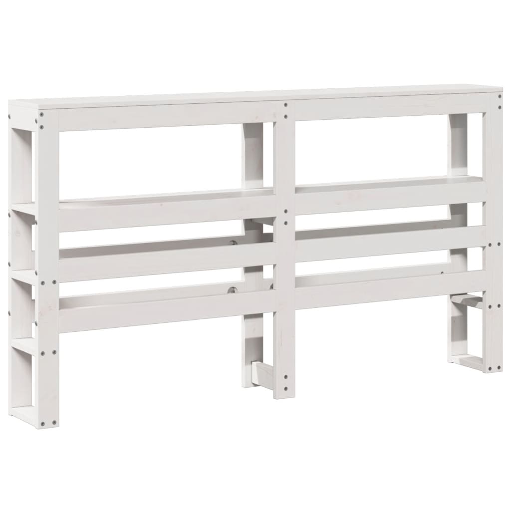 Testiera con Ripiani Bianca 150 cm in Legno Massello di Pino 850882