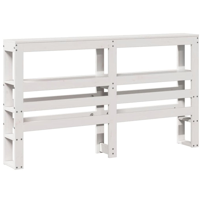 Testiera con Ripiani Bianca 150 cm in Legno Massello di Pino 850882