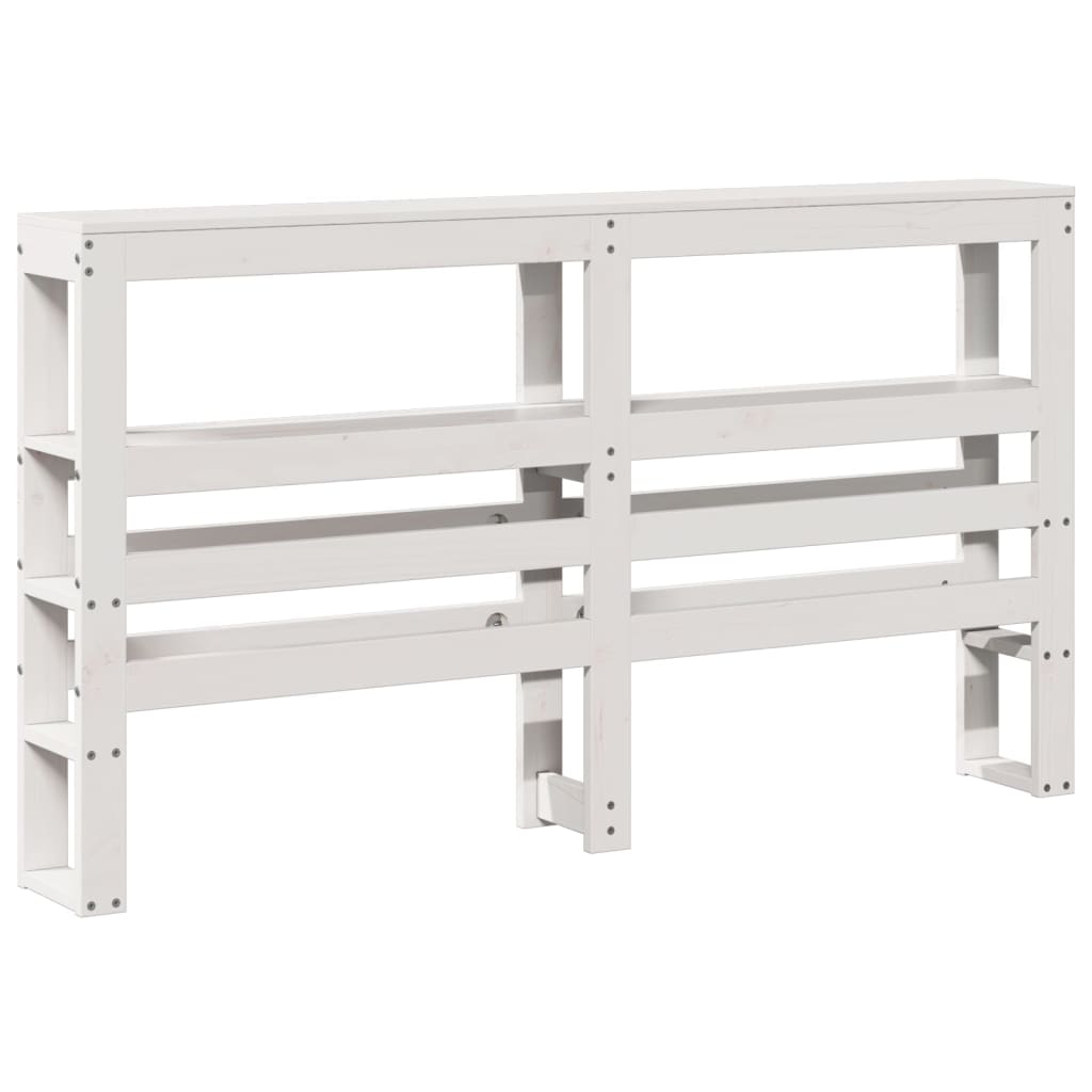 Testiera con Ripiani Bianca 140 cm in Legno Massello di Pino 850885