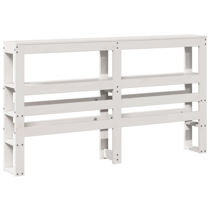 Testiera con Ripiani Bianca 140 cm in Legno Massello di Pino 850885