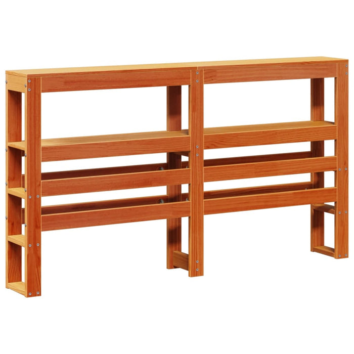 Testiera con Ripiani Marrone Cera 140 cm Legno Massello di Pino