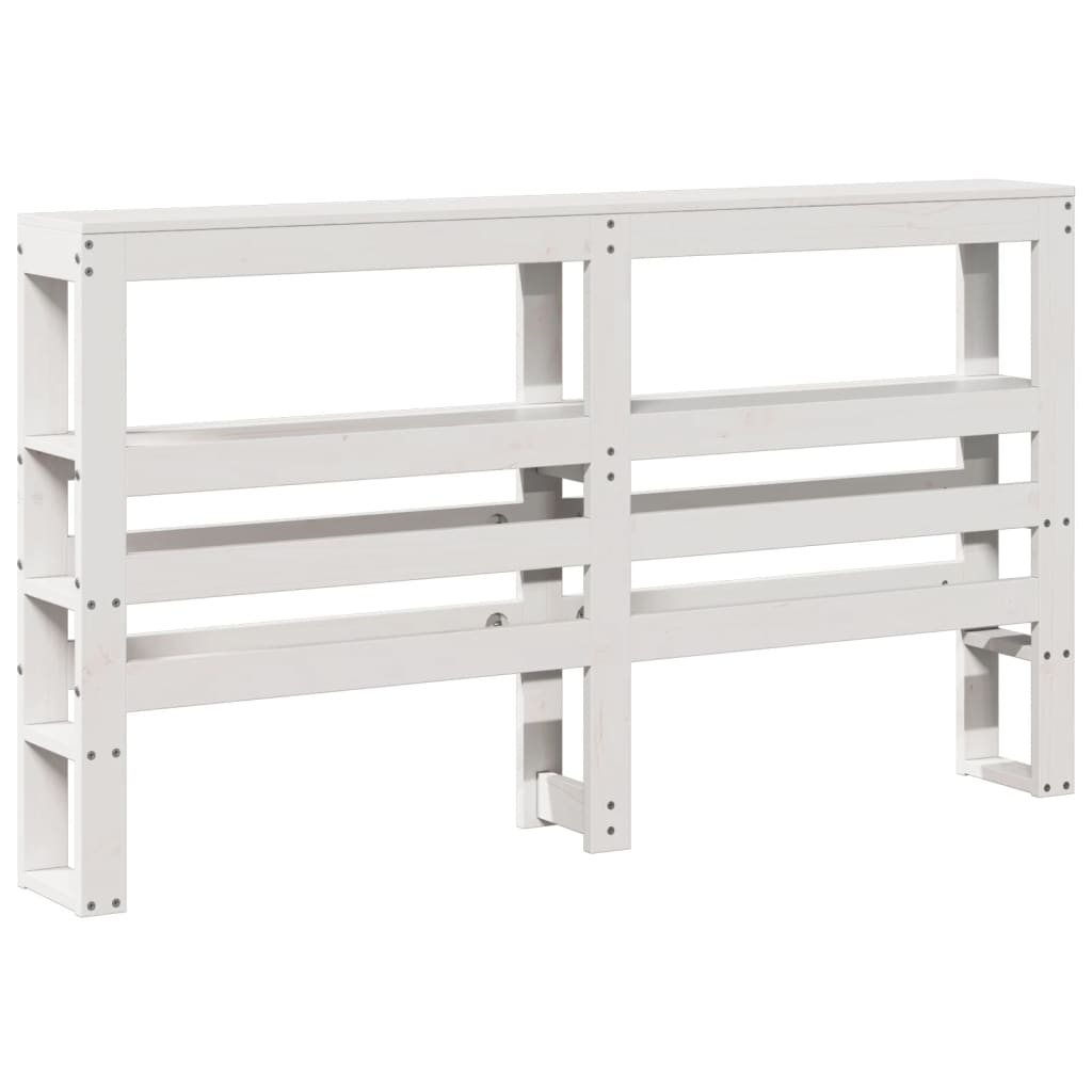 Testiera con Ripiani-Testata contenitore Bianca 120 cm in Legno Massello di Pino 152468