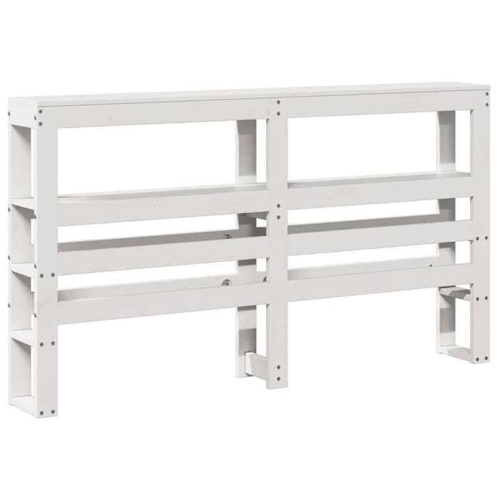 Testiera con Ripiani-Testata contenitore Bianca 120 cm in Legno Massello di Pino 152468