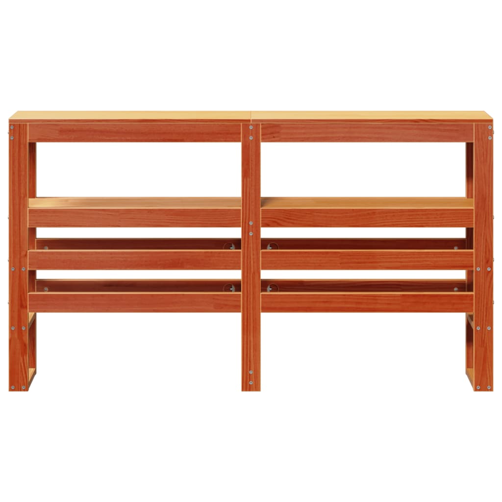 Testiera con Ripiani Marrone Cera 120 cm Legno Massello di Pino