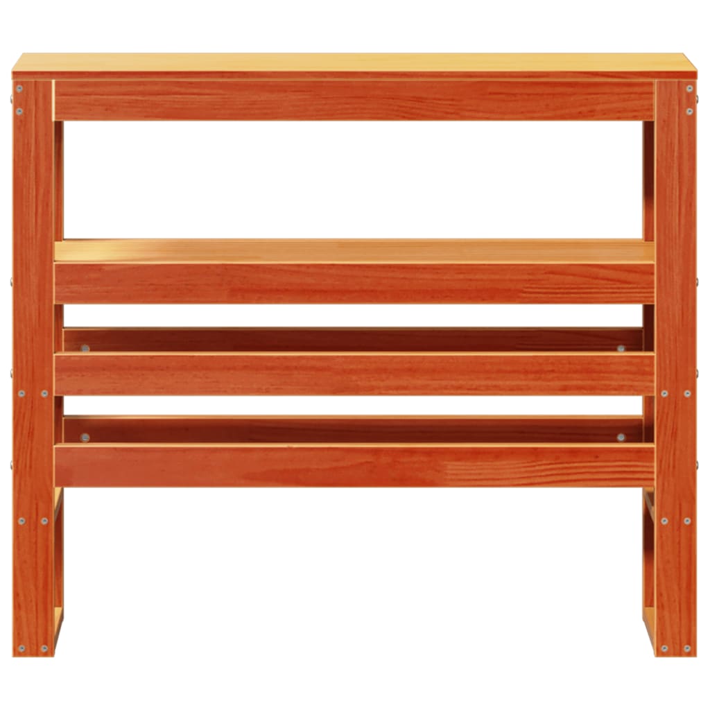 Testiera con Ripiani Marrone Cera 100 cm Legno Massello di Pino 850895