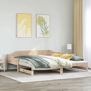 Divano Letto con Letto Estraibile 80x200cm Legno Massello Pino