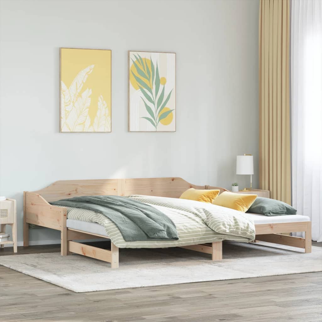 Divano Letto con Letto Estraibile 80x200cm Legno Massello Pino 850902