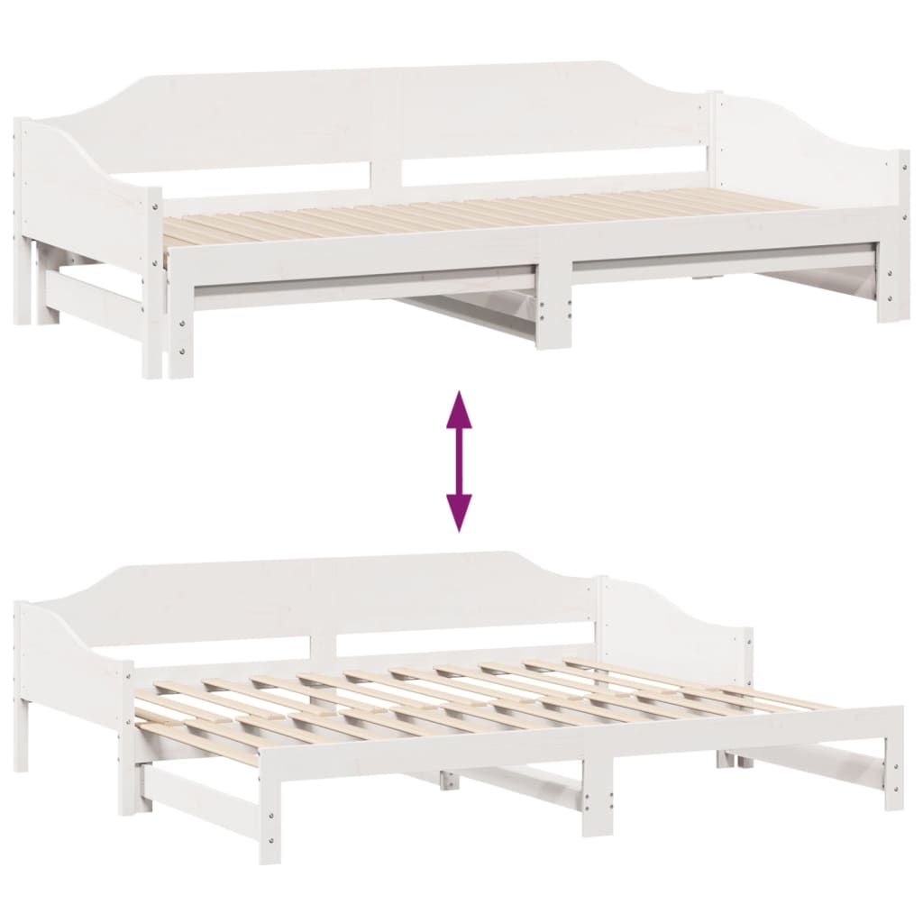 Divano Letto con Letto Estraibile Bianco 80x200cm Massello Pino 850903