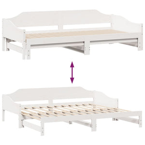 Divano Letto con Letto Estraibile Bianco 80x200cm Massello Pino 850903