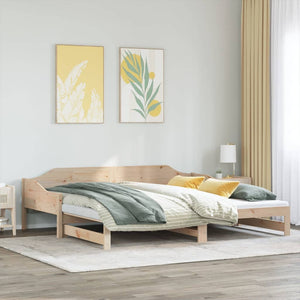 Divano Letto con Letto Estraibile 90x200cm Legno Massello Pino 850905