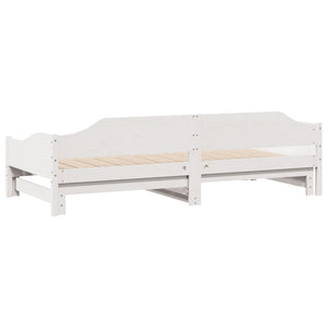 Divano Letto con Letto Estraibile-Sofa Letto-Daybed Bianco 90x200cm Massello Pino 788885