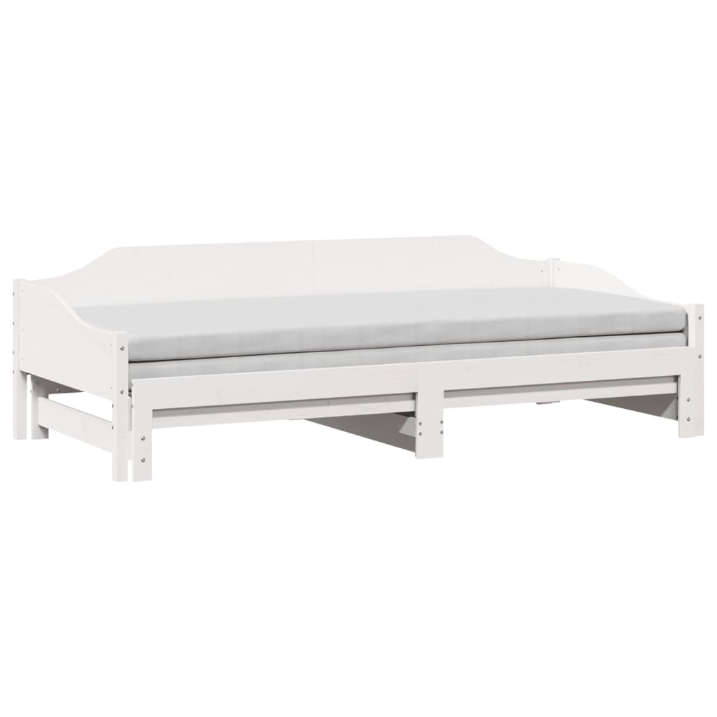 Divano Letto con Letto Estraibile-Sofa Letto-Daybed Bianco 90x190cm Massello Pino 509525