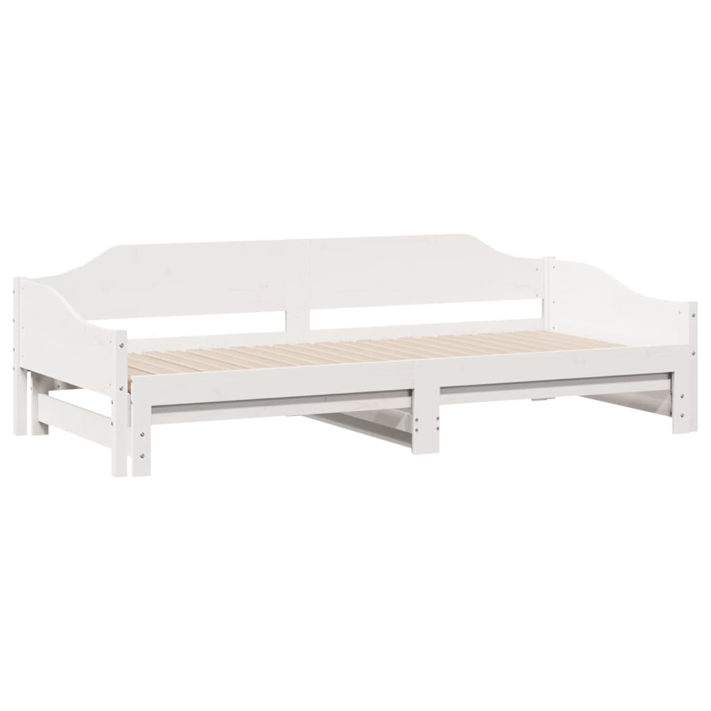 Divano Letto con Letto Estraibile-Sofa Letto-Daybed Bianco 90x190cm Massello Pino 509525
